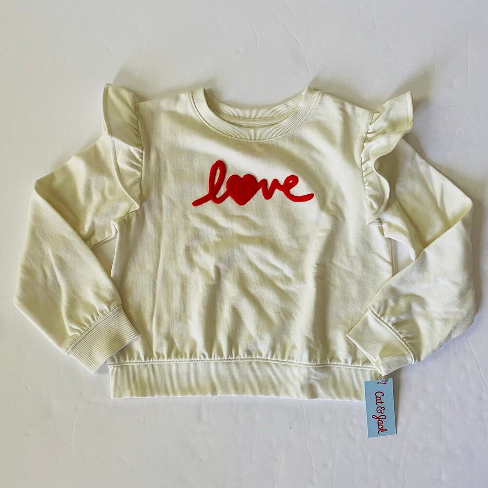 Cat & Jack | LOVE Ruffle Shoulder Pullover Sweatshirt NET S